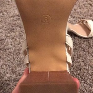 White heels, size six, worn once for my wedding.